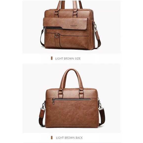 NWOT Weixier Men’s Unisex Brown Bag Shoulder/Crossbody/Messenger Bag Leather - Picture 6 of 8